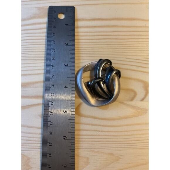 Vintage Silver Tone & Black Abstract Design Brooch - Picture 4 of 4